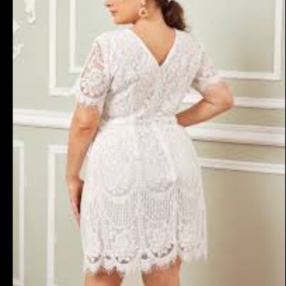 MSLG Womens Floral Lace Overlay Dress